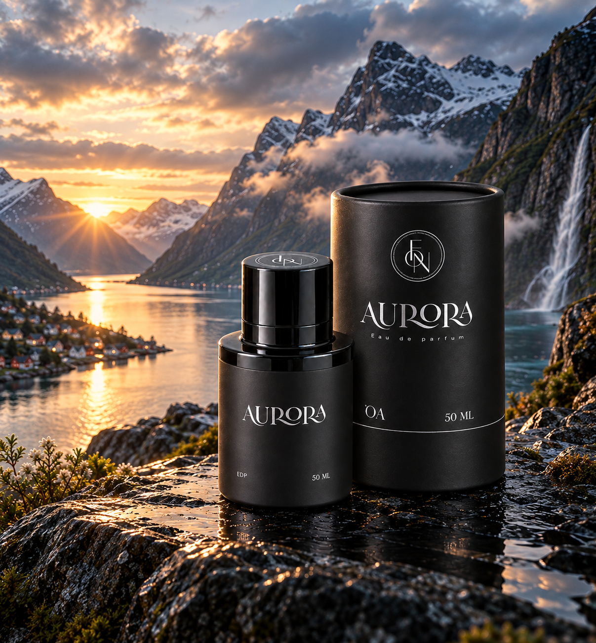 Aurora by the fjord